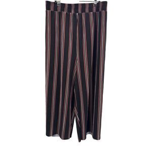 Torrid Striped Culottes Wide Leg Cropped Pants Raw Hem Size 4 26 Coral Black NWT